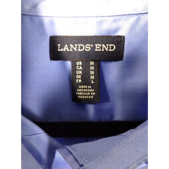 Lands' End Shirt Men's M Button Up Down Long Sleeve Pocket Blue Career Basic - Picture 7 of 11